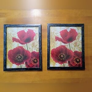 Elegant Red Poppy Wall Art Set